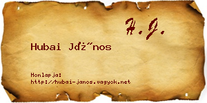 Hubai János névjegykártya